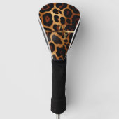 Chique Luipaard Print en Goud Monogram Golfheadcover (Voorkant)