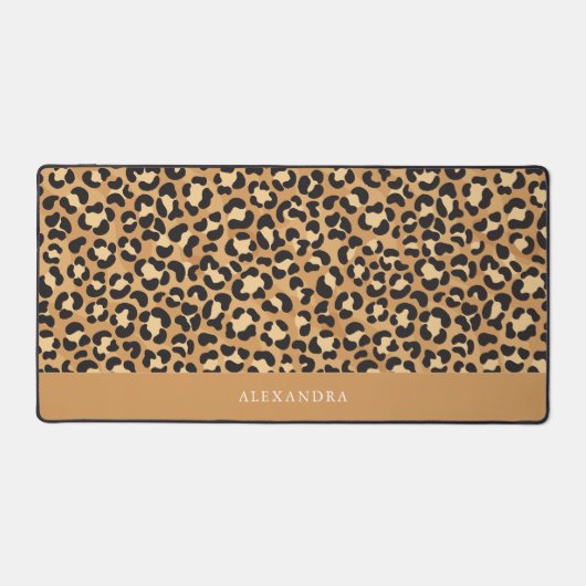 Chique luipaard print gepersonaliseerd bureaumat (Voorkant)