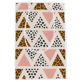 Chique Luipaard & Roze Driehoek Patroon Medium Cadeauzakje