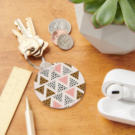 Chique Luipaard & Roze Driehoek Patroon Sleutelhanger