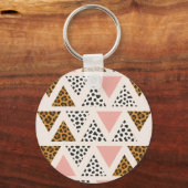 Chique Luipaard & Roze Driehoek Patroon Sleutelhanger (Voorkant)