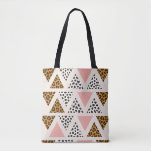 Chique Luipaard & Roze Driehoek Patroon Tote Bag