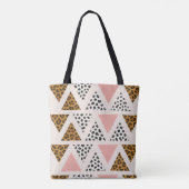 Chique Luipaard & Roze Driehoek Patroon Tote Bag (Achterkant)