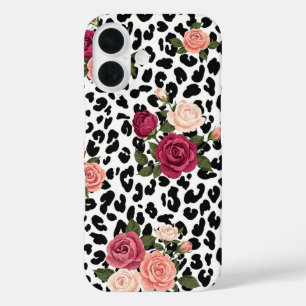 Chique Luipaardprint Bloem Hoesje met Rozen