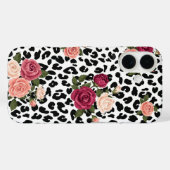 Chique Luipaardprint Bloem Hoesje met Rozen (Achterkant (horizontaal))