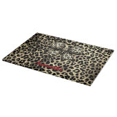 Chique Luipaardprint Coquette Strik Monogram Snijplank (Hoek)