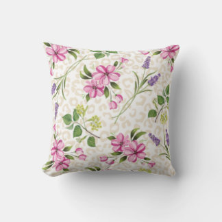 Chique Luipaardprint en Roze Bloemige Botanische Kussen