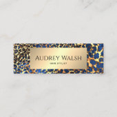 Chique Luipaardprint Gouden Glitters Luxe QR-code Mini Visitekaartje (Voorkant)