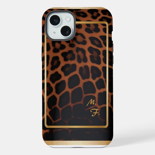 Chique Luipaardprint met Monogram iPhone Hoesje (Achterkant)