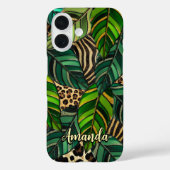 chique luipaardprint monstera bladeren monogram Ho Case-Mate iPhone Case (Achterkant)