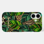 chique luipaardprint monstera bladeren monogram Ho Case-Mate iPhone Case (Achterkant (horizontaal))