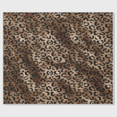 Chique Luipaardprint Zwart Brons Monogram Cadeaupapier (Vlak)