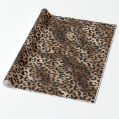 Chique Luipaardprint Zwart Brons Monogram Cadeaupapier (Uitgerold)