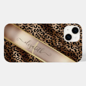 Chique Luipaardprint Zwart Brons Monogram Case-Mate iPhone Case (Achterkant (horizontaal))