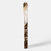 Chique Luipaardprint Zwart Brons Monogram Case-Mate iPhone Case (Achterkant / Links)
