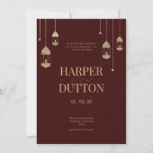 Chique luxe bordeaux gouden lantaarn verlichting b kaart (Voorkant)