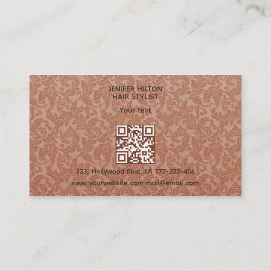  chique luxe damast schaar visitekaartje (Achterkant)