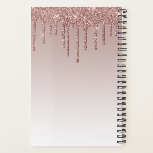 Chique Luxe Glitter Drips Roos Gold 2024 Planner (Achterkant)