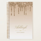 Chique luxe glitter druppels goud 2024 planner (Voorkant)