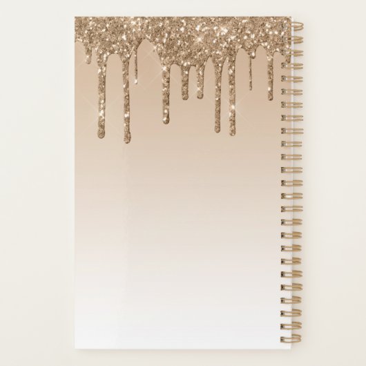 Chique luxe glitter druppels goud 2024 planner (Achterkant)