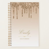 Chique luxe glitter druppels goud 2025 planner (Voorkant)
