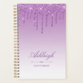 Chique luxe glitter druppels paars 2024 planner (Voorkant)