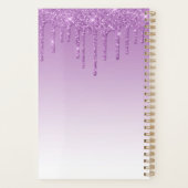 Chique luxe glitter druppels paars 2024 planner (Achterkant)