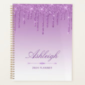 Chique luxe glitter druppels Paarse 2024 Planner (Voorkant)