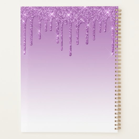 Chique luxe glitter druppels Paarse 2024 Planner (Achterkant)