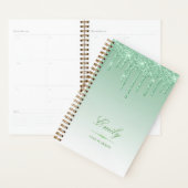 Chique luxe glittersluier gepersonaliseerd groen 2 planner (Display)
