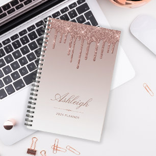 Chique luxe glittersprikkels roze goud 2024 planner