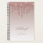 Chique luxe glittersprikkels roze goud 2024 planner (Voorkant)