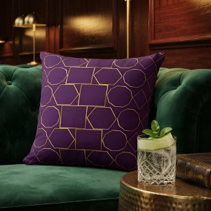 Chique Luxe Gouden Geometrisch Konings Paars Patro Kussen