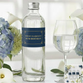Chique luxe navy goud 80ste verjaardag waterfles etiket