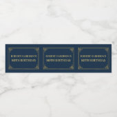 Chique luxe navy goud 80ste verjaardag waterfles etiket (Enkel label)