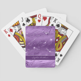 Chique luxe paarse zilveren glitterpatroon pokerkaarten