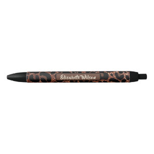 Chique luxe personaliseer naam goud glitters luipa zwarte inkt pen
