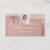 Chique Luxe Roze Script Interieur Ontwerper Foto Q Visitekaartje (Voorkant)
