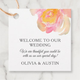 Chique luxe roze waterverf roos. Tuin bruiloft Bedankjes Labels