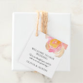 Chique luxe roze waterverf roos. Tuin bruiloft Bedankjes Labels (In situ)