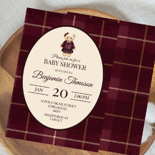 Chique Luxe Teddybeer Baby Shower Kaart