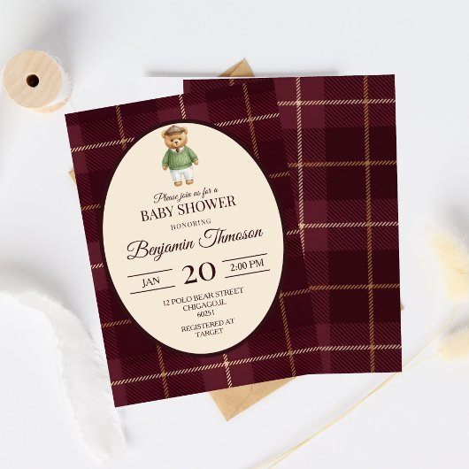 Chique Luxe Teddybeer Baby Shower Kaart