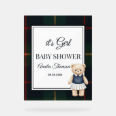 chique luxe teddybeer babyshower acryl bord (Voorkant)