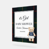 chique luxe teddybeer babyshower acryl bord (Hoek)