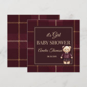Chique luxe teddybeer babyshower kaart (Voorkant / Achterkant)