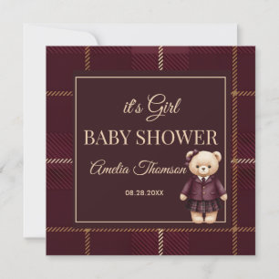 Chique luxe teddybeer babyshower kaart