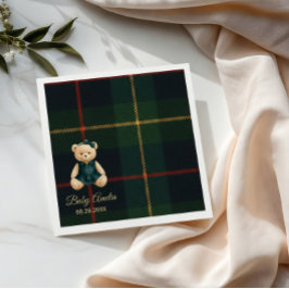Chique luxe teddybeer babyshower uitnodiging servet