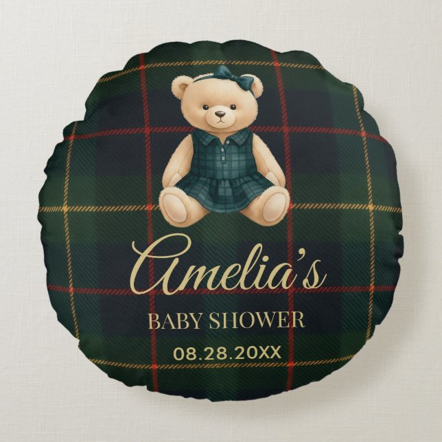Chique Luxe Teddyshower Baby  Rond Kussen (Voorkant)