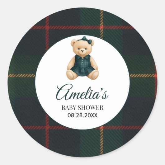 Chique Luxe Teddyshower Babyborrel Ronde Sticker (Voorkant)