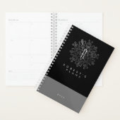 Chique Luxe Zwart en Wit Sierlijk Monogram  Planner (Display)